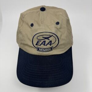 EAA Member Experimental Aircraft Association Hat Khaki Navy Blue HitWear Cap